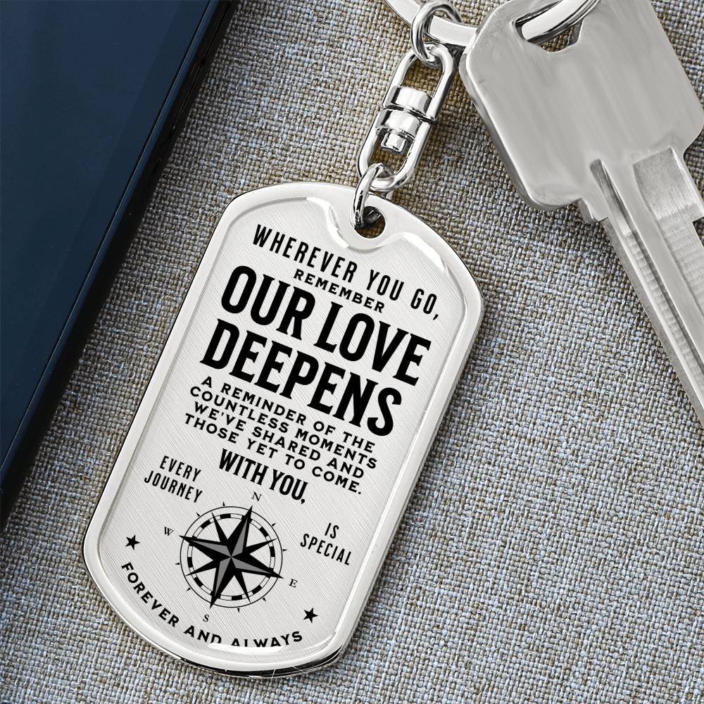 Our Love Deepens - Engraved Keychain