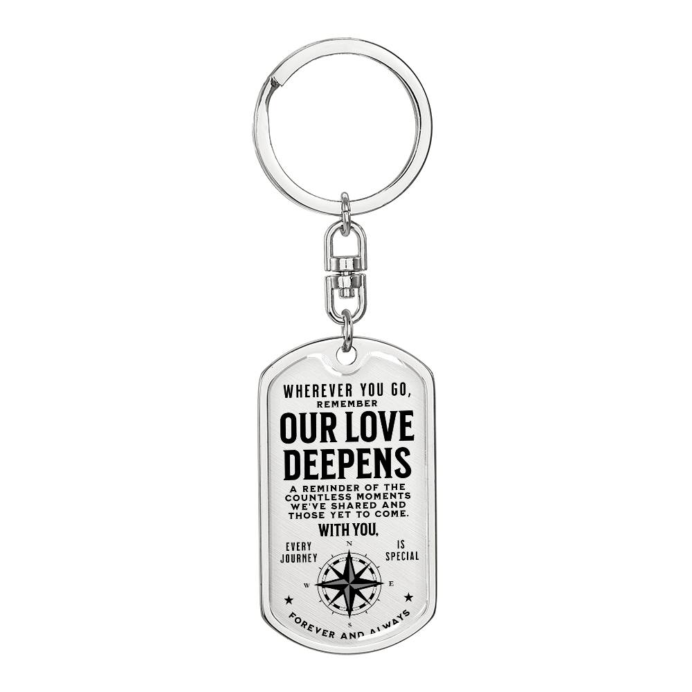 Our Love Deepens - Engraved Keychain