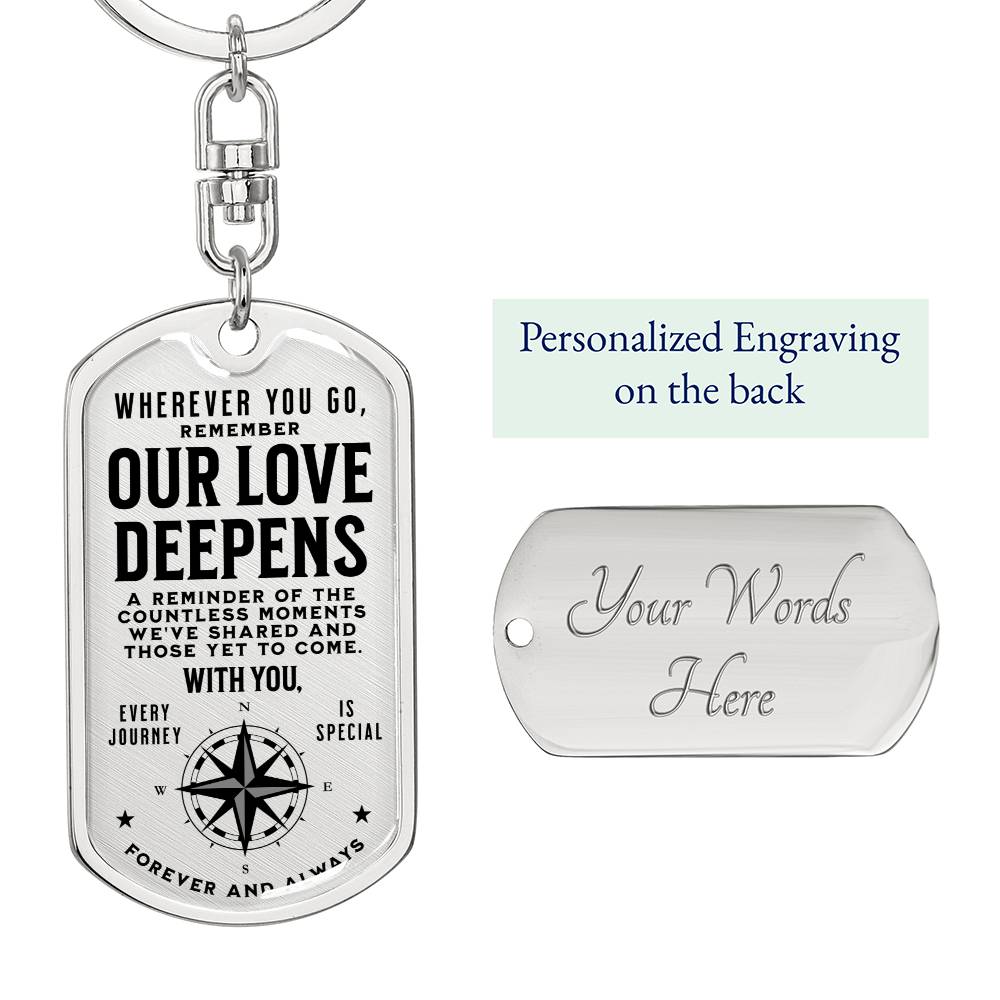 Our Love Deepens - Engraved Keychain