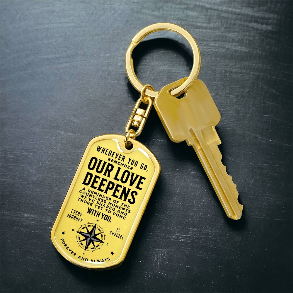 Our Love Deepens - Engraved Keychain