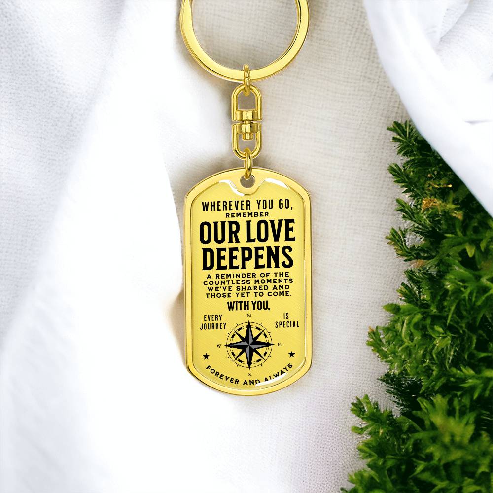 Our Love Deepens - Engraved Keychain