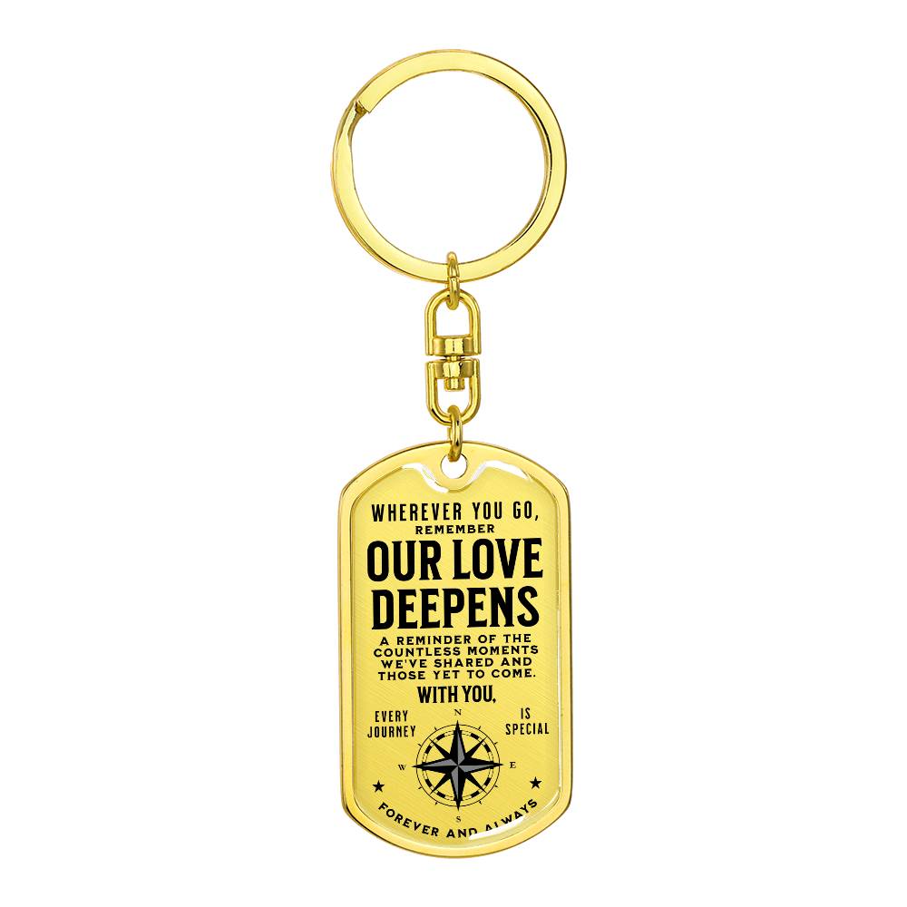 Our Love Deepens - Engraved Keychain