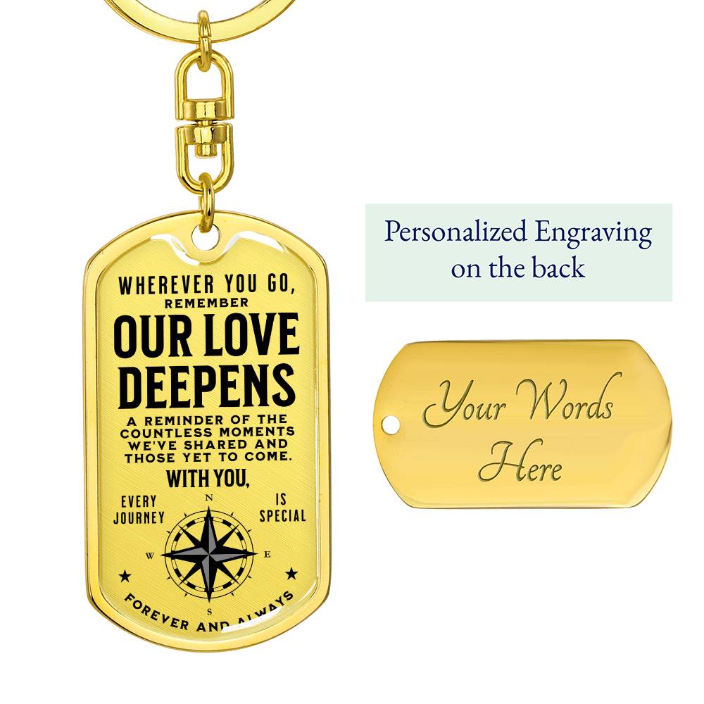 Our Love Deepens - Engraved Keychain