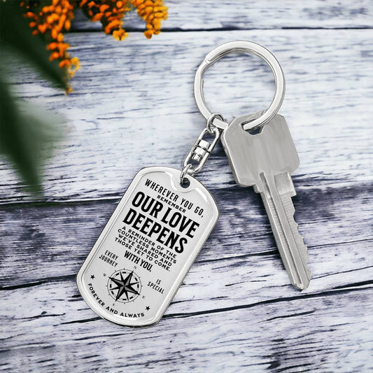 Our Love Deepens - Engraved Keychain