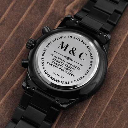 Engraved Watch Bible Verse 1 Corinthians 13