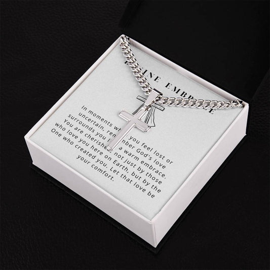Christian Jewelry For Men, Faith Can Move Mountains Baptism Gift For Teenage Boy or Adult, Christmas Gift For Son or Brother, Cross Necklace