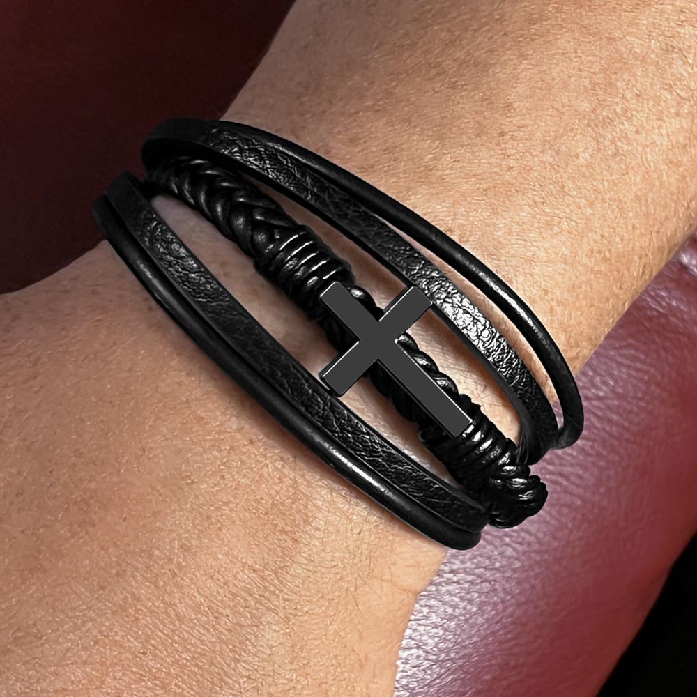 Leather Bracelet with Cross