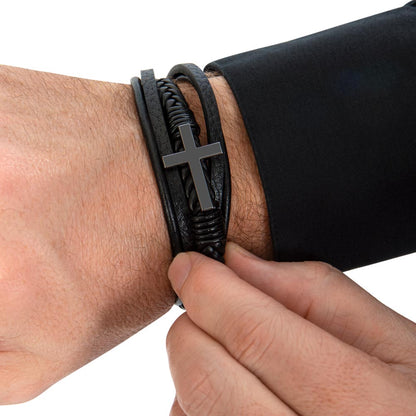 Leather Bracelet with Cross