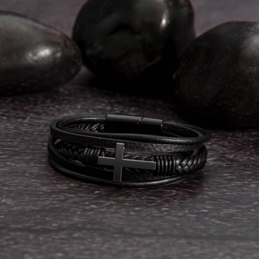 Leather Bracelet with Cross